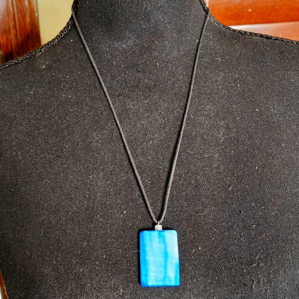 Blue Pendant Necklace Real Stone